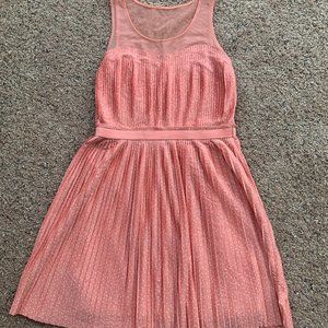 Lauren Conrad Pink Polka Dot Pleated Dress